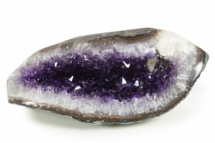 Brilliant Deep-Purple Amethyst Geode with Calcite - Uruguay #342731
